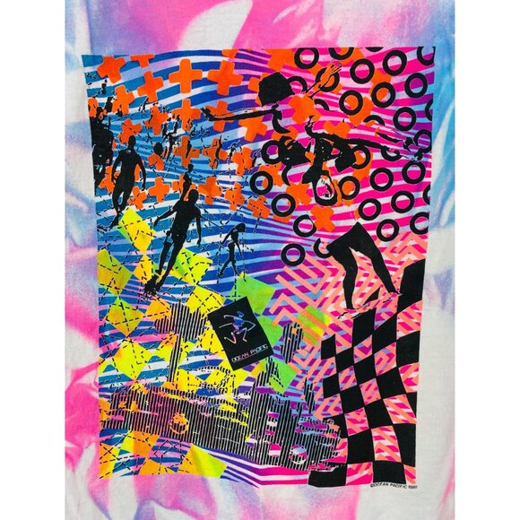 Vintage Ocean Pacific Neon Tie Dye Tank Top, Size Small, 1980s Surfer Tank, NOS - Picture 4 of 10